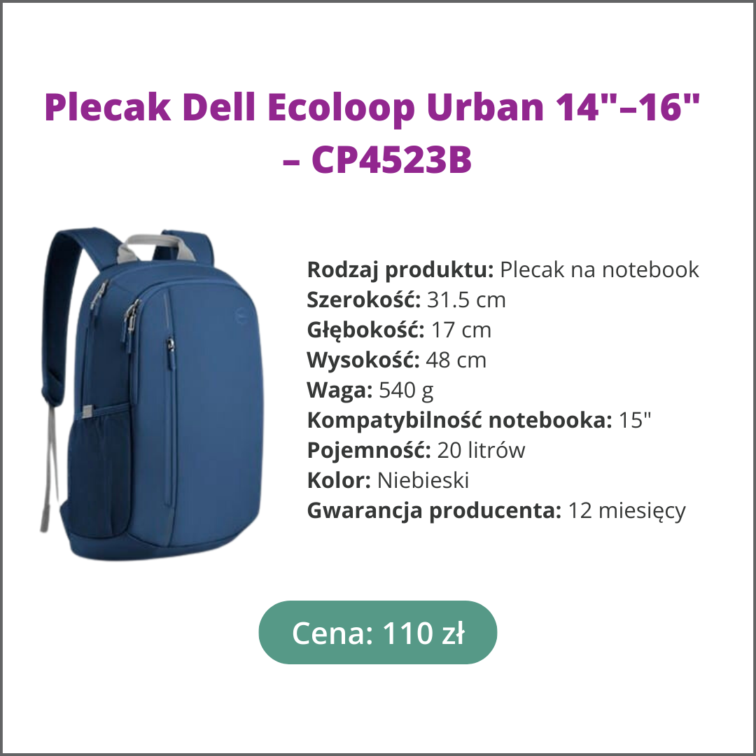 Plecak DELL Ecoloop Urban - laptop dla nauczyciela