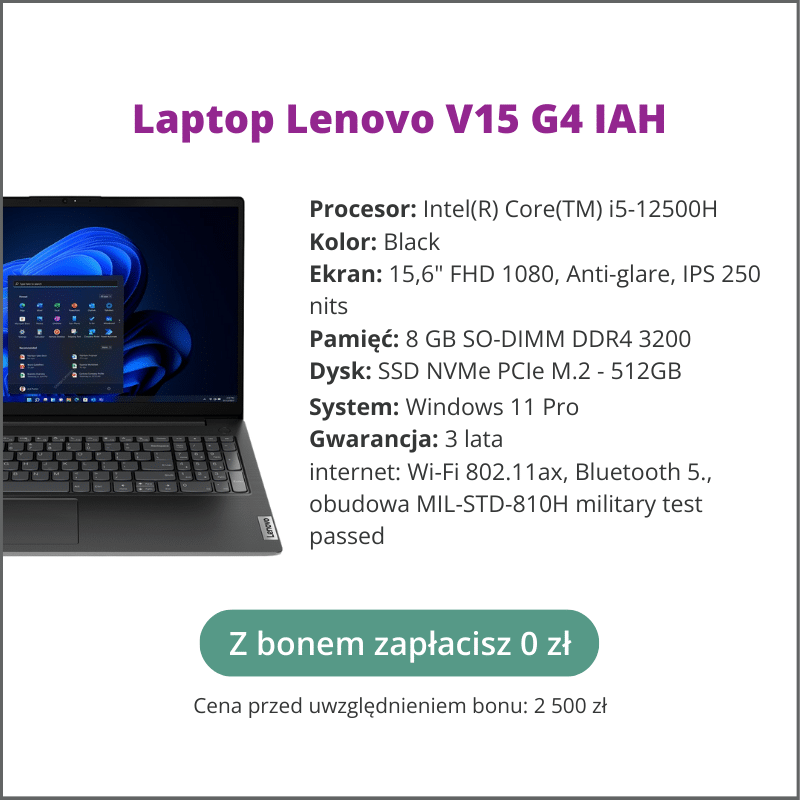 Laptop Lenovo V15 G4 IAH dla nauczyciela