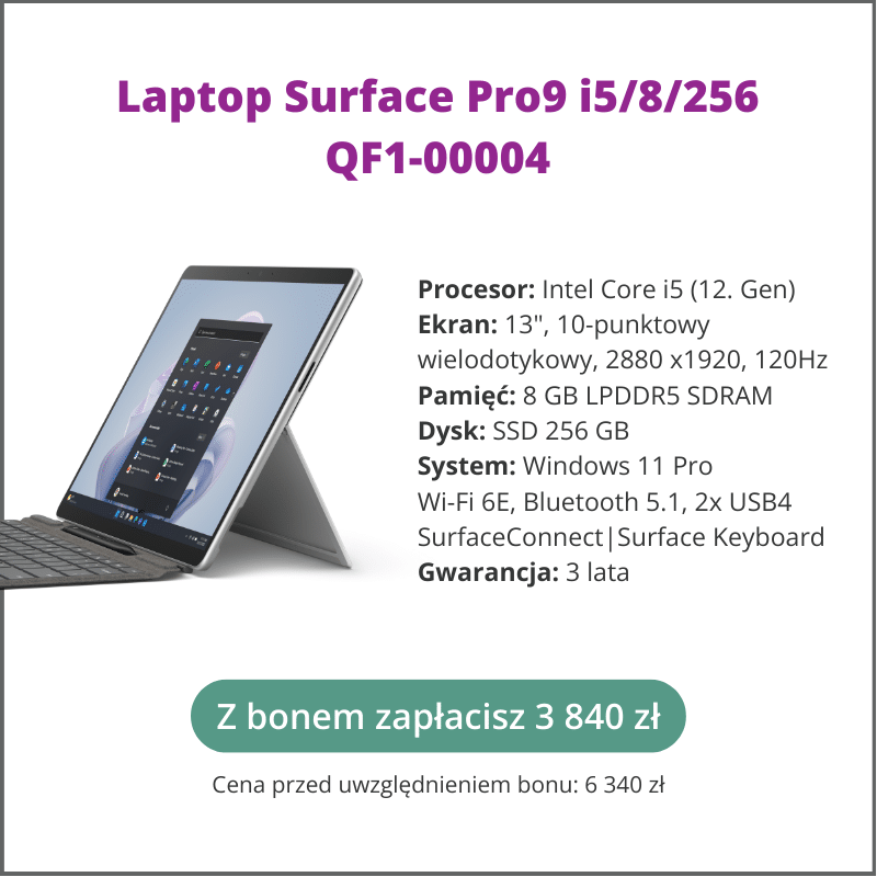 Laptop dla nauczyciela Surface Pro9 i5:8:256